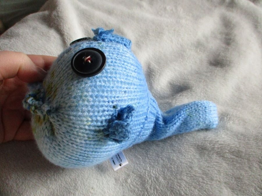 Floral Blue Midi Fish with Big Black Eyes Knitted By KM