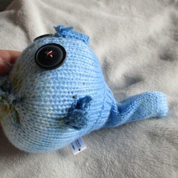 Floral Blue Midi Fish with Big Black Eyes Knitted By KM