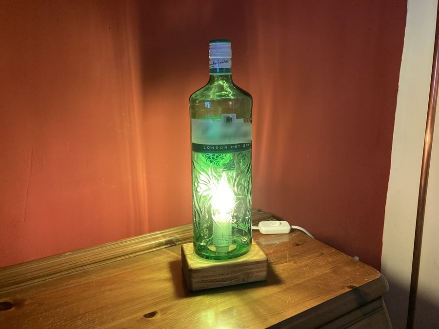 Bar themed Table Lamp, Upcycled Gin Bottle
