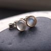 Silver and Blue Moonstone Stud Earrings