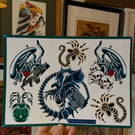 Traditional tattoo flash sheet A4