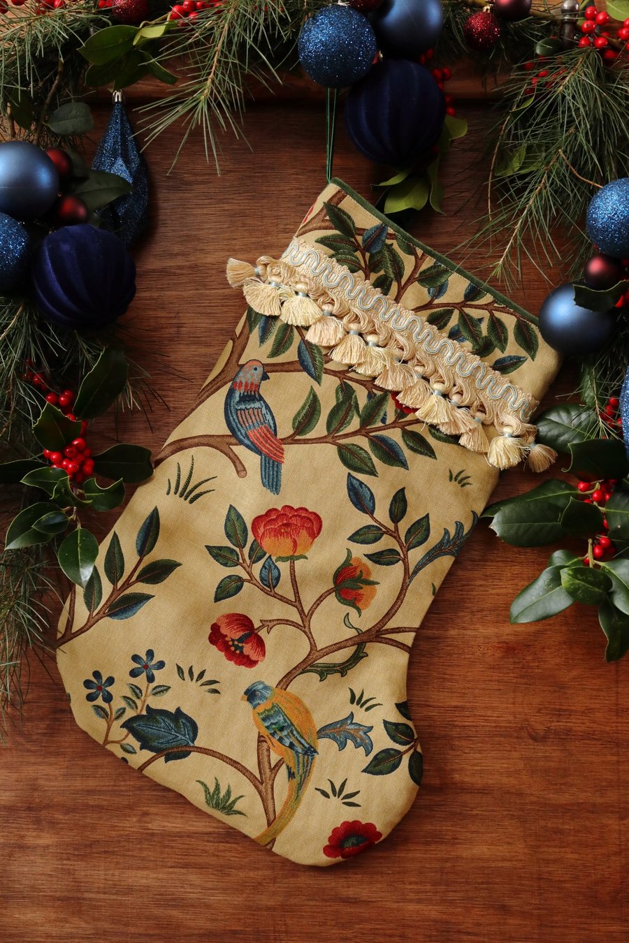 William Morris Christmas Stocking Kelmscott Tree Forest and Gold
