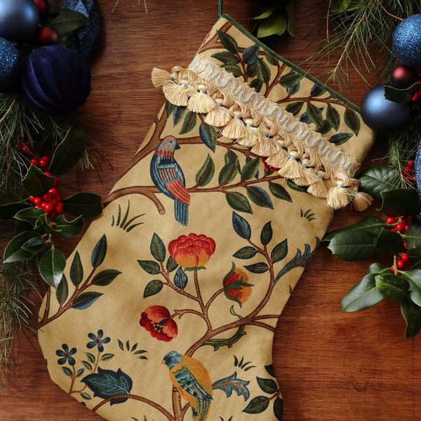 William Morris Christmas Stocking Kelmscott Tree Forest and Gold