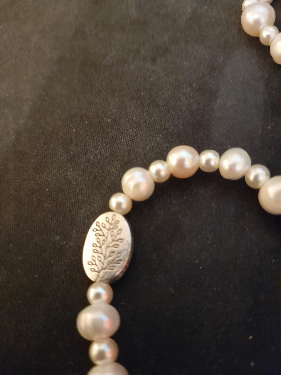 River Pearls and Silver Medallions on Stretchy Easy Fit Bracelet