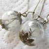Reserved Real Dandelion Seeds Glass Globe Earrings - MAKE A WISH