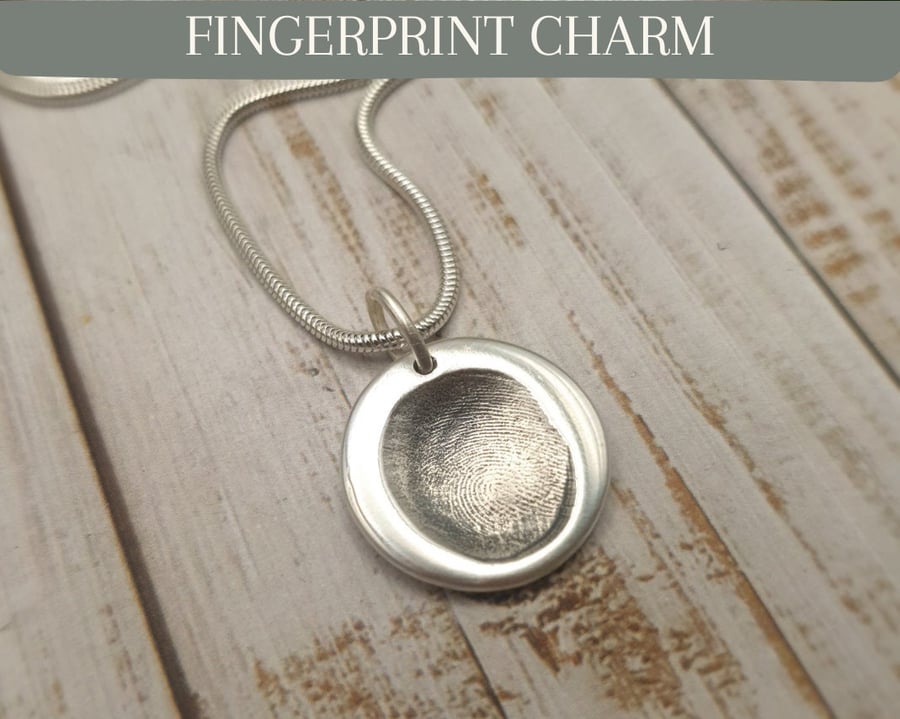 Fine Silver Fingerprint Circle Necklace: Keepsake Memorial Jewellery