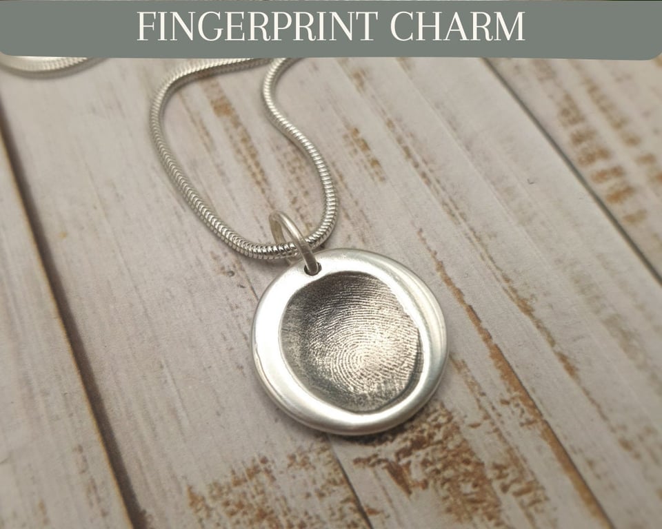Fine Silver Fingerprint Circle Necklace: Keepsake Memorial Jewellery