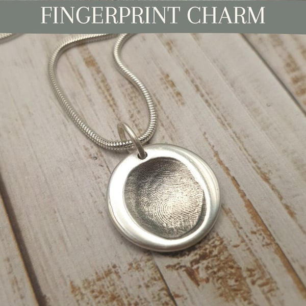 Fine Silver Fingerprint Circle Necklace: Keepsake Memorial Jewellery
