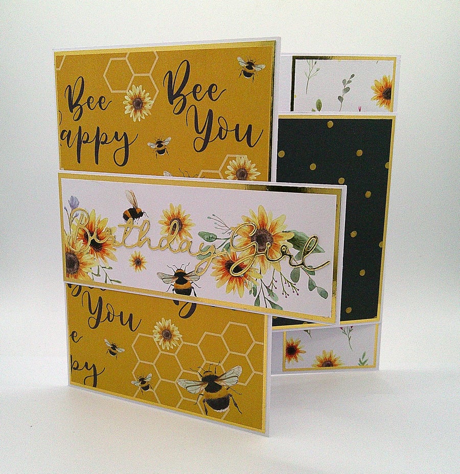 Birthday Girl - Bee Themed handmade card