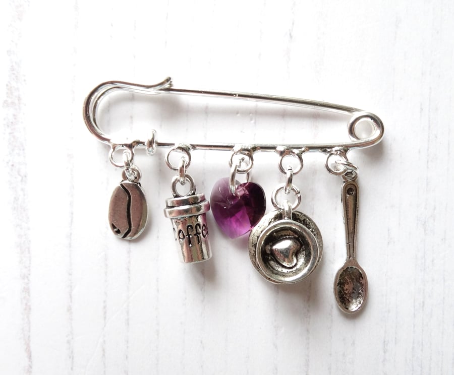 Coffee Lover Charm Brooch