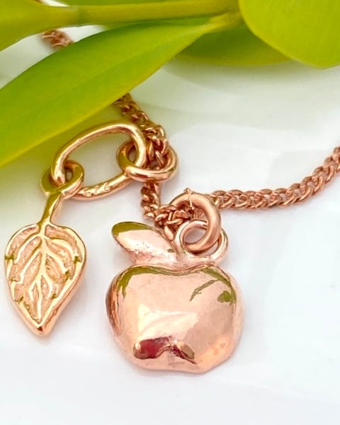 Rose Gold Apple Leaf Bracelet Thank You Teacher Rose Gold plated silver