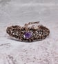 Amethyst and Copper Wire Wrapped Cuff Style Bracelet - Image 3