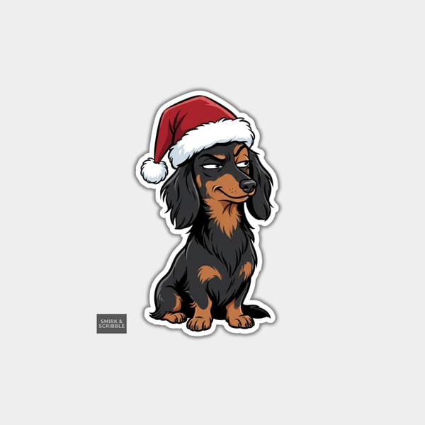 Unique Funny Christmas Sticker Xmas Decal For Adults - Cheeky Dachshund Dog