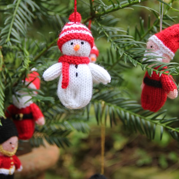 Set of Three Hand Knitted Character Tree Decorations 