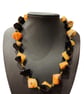Gold-Plated Orange and Black Agate Necklace - Image 3