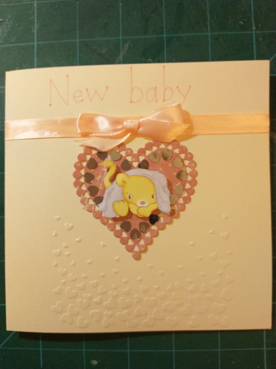 Cute baby bear decoupage new baby card