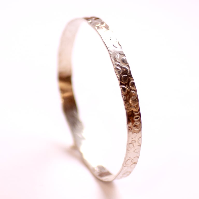 Textured sterling silver bangle 