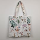 Handmade Le Cirque Du Chateau pattern shoulder tote bag