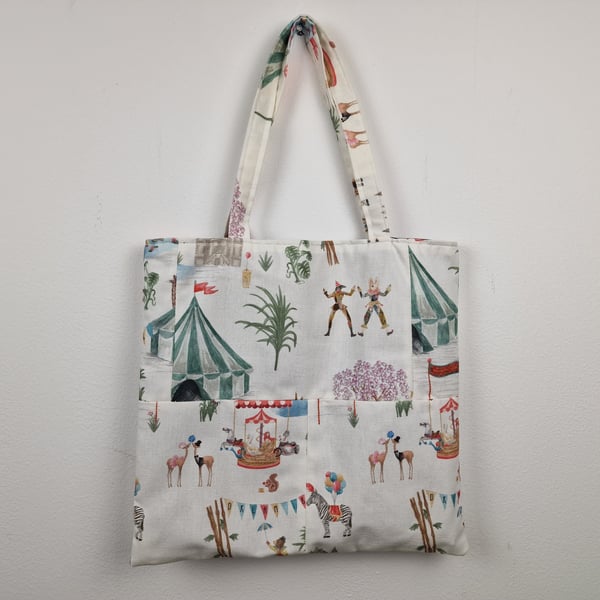 Handmade Le Cirque Du Chateau pattern shoulder tote bag