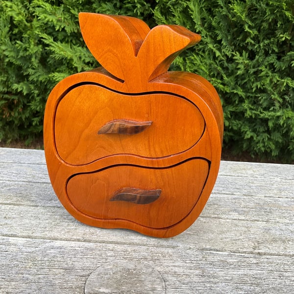 A Wooden Apple Jewellery - Trinket Box