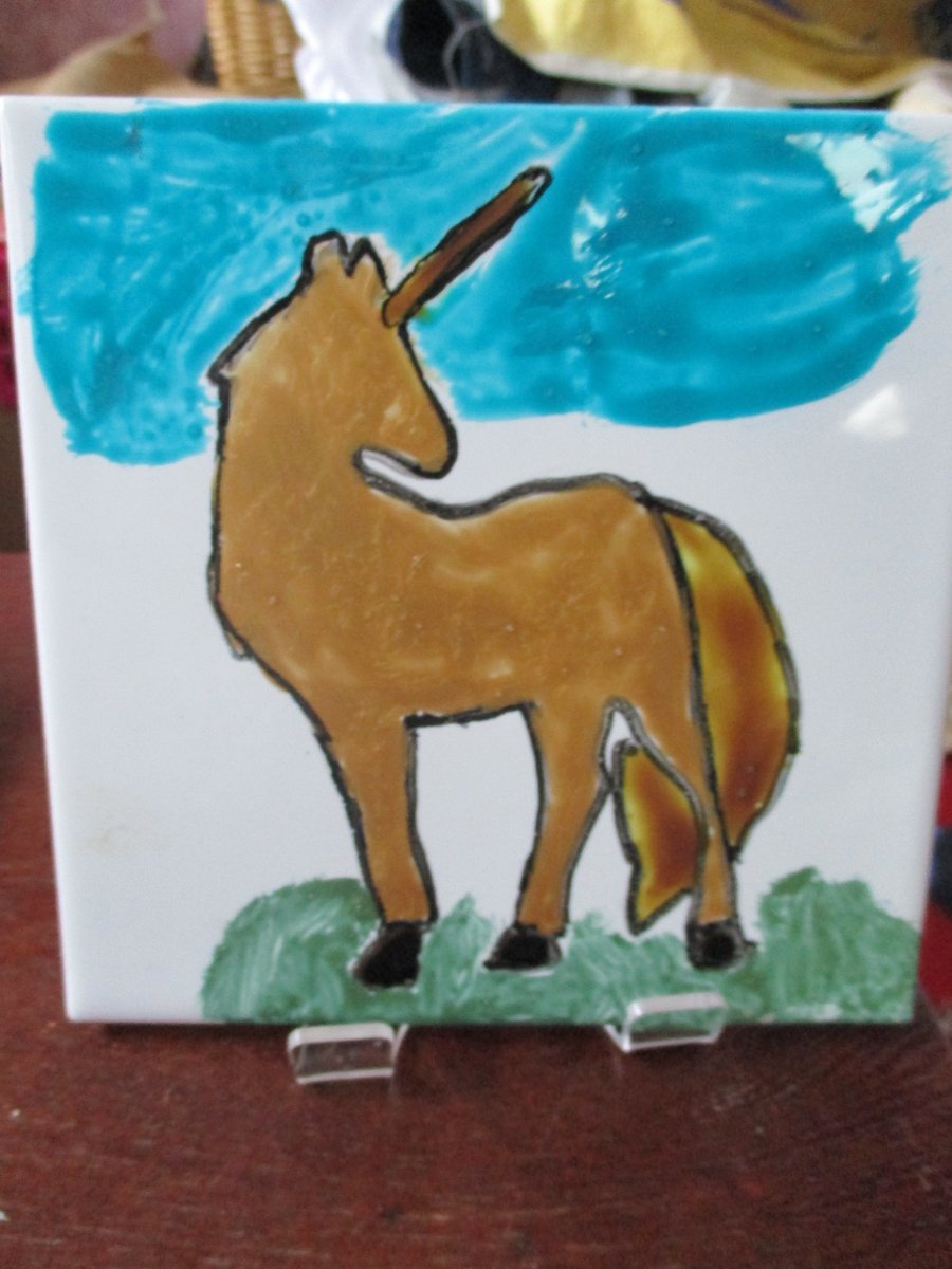 Unicorn Painted Tile Coaster