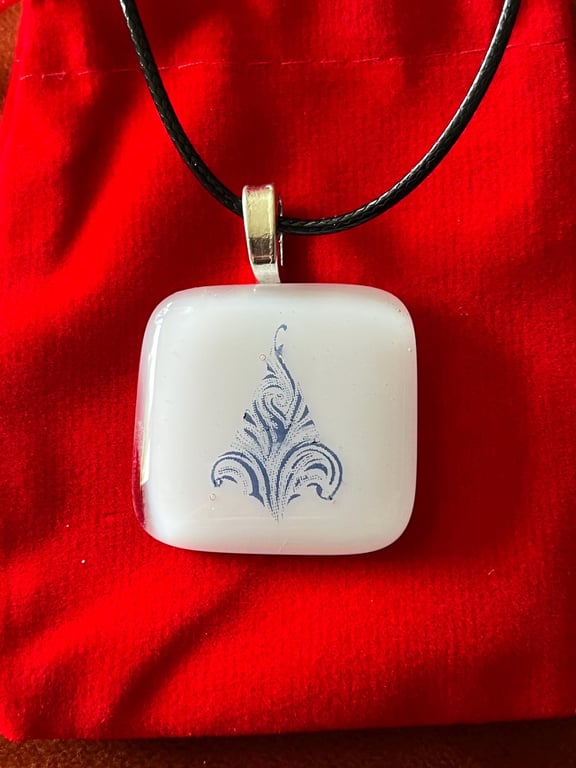 Bespoke Handcrafted Artisan Christmas Tree Pendant on Adjustable Black Necklace 