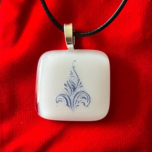 Bespoke Handcrafted Artisan Christmas Tree Pendant on Adjustable Black Necklace 
