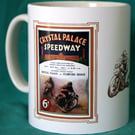 Speedway mug Crystal Palace v Stamford Bridge 1931 vintage programme design mug