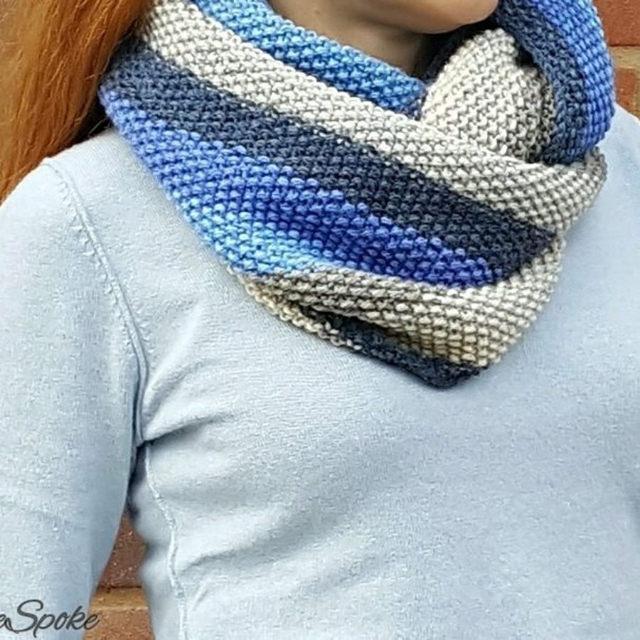 Handmade scarf Knitted double wrap snood Woolen accessory for women