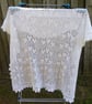 Hand knitted baby christening sweetheart shawl in pure white lace weight yarn - Image 1