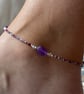 Amethyst Nugget Anklet. Sterling Silver. Extension Chain.  - Image 1