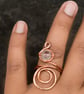 Quartz copper ring ,Statement Copper ring ,hammered and textured copper wire  - Image 3