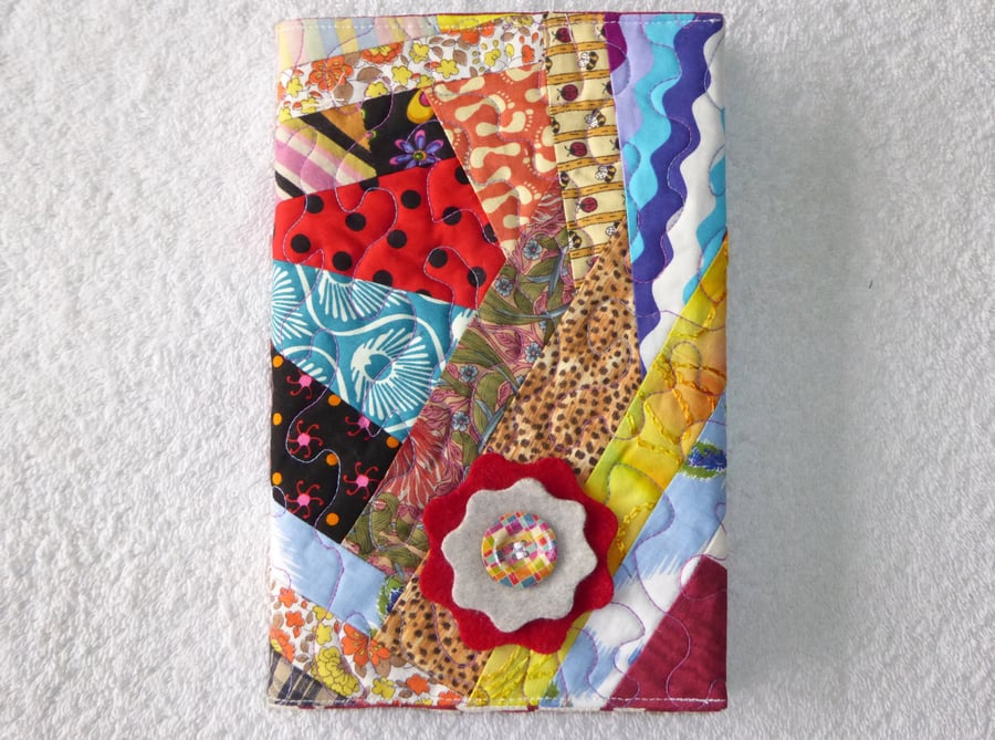 Notebook. A5 size. Lined Notepad with Quilted Crazy Patchwork Cover. Woodstock