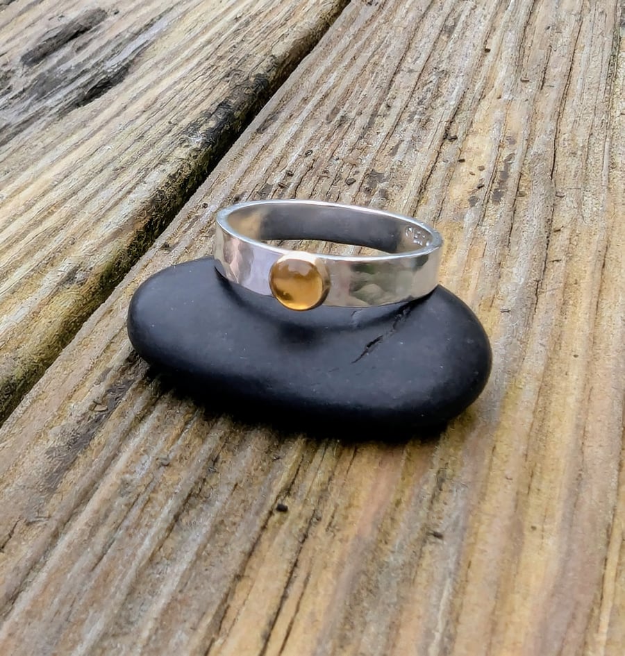 STERLING SILVER and 9 carat Gold Citrine ring 