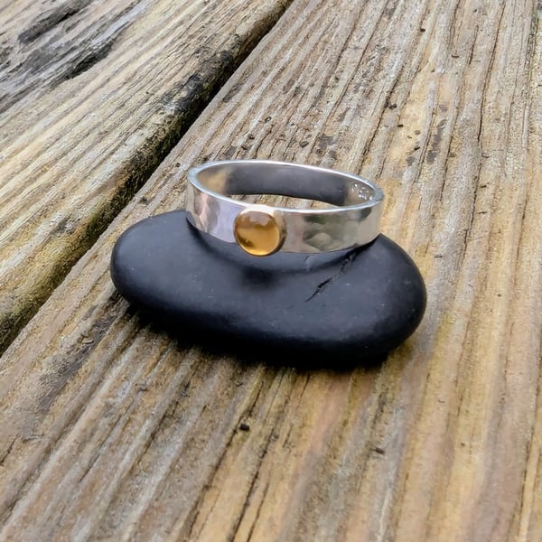 Sterling silver and 9 carat Gold Citrine ring 