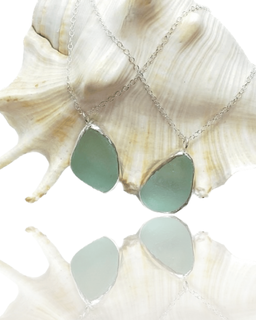 Ocean Sea Glass Framed With Fine Silver