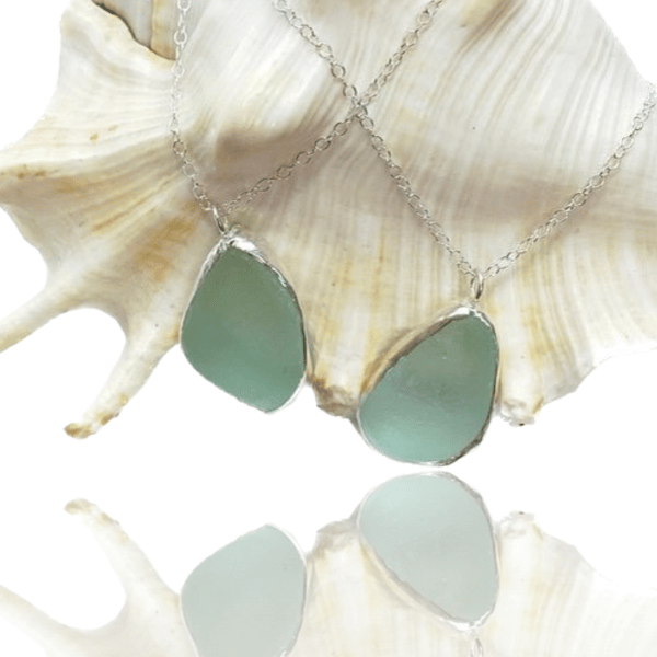 Ocean Sea Glass Framed With Fine Silver