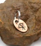 Recycled Oval Copper Courage Bindrune Split Keyring Charm, Bag Charm.