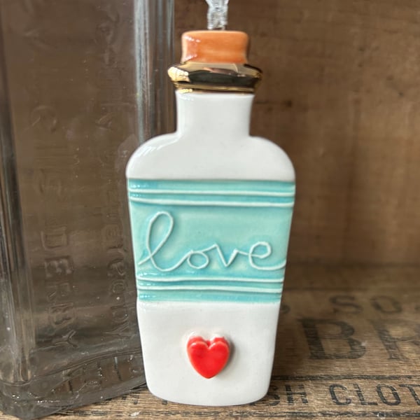 Ceramic Love Spell Potion Bottle decoration Red heart front