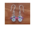 Personalised coloured beads and initial letter Earrings