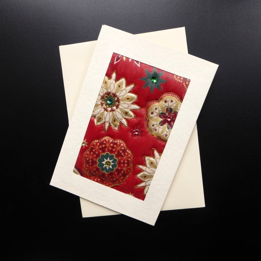 Individually Hand Crafted Textile Christmas Blank Card
