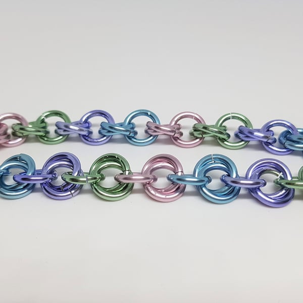 Handcrafted Pastel Mobius Rose Link Chainmaille Bracelet, Elegant and Unique Jew