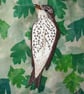 Song Thrush Embroidered Portrait Greetings Card - Image 3