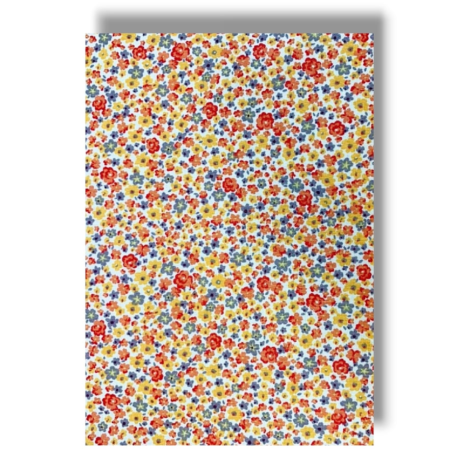 A3 Sheet of Fabric Backed Felt - Orange Floral