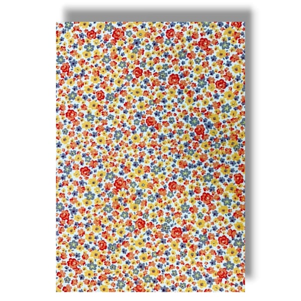 A3 Sheet of Fabric Backed Felt - Orange Floral