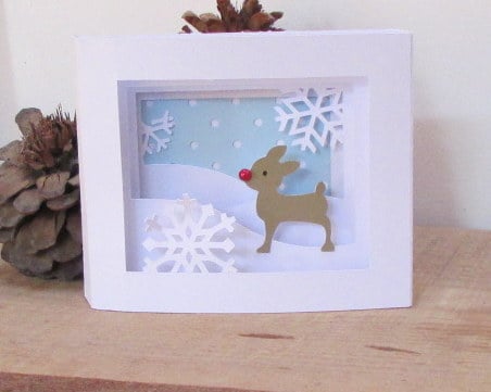 Shadow Box Reindeer Christmas Card