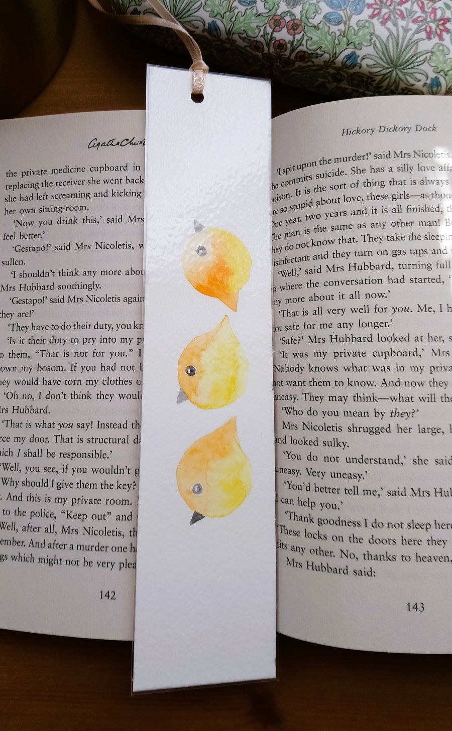 Original Hand Painted Yellow Birds Bookmark