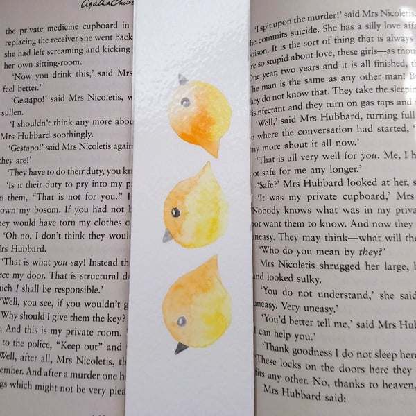 Original Hand Painted Yellow Birds Bookmark