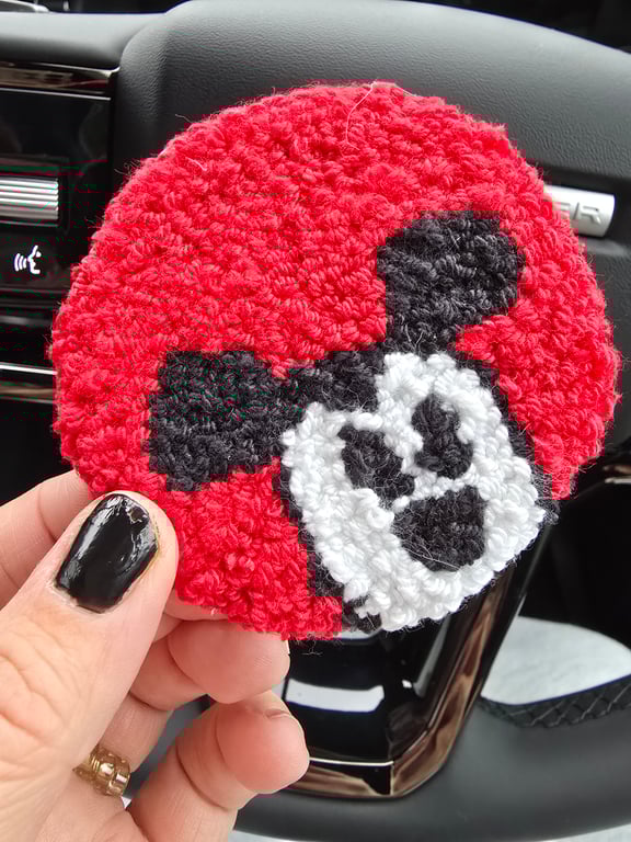 Mouse Ears inspired Punch Needle Car Coaster