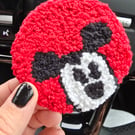 Mouse Ears inspired Punch Needle Car Coaster
